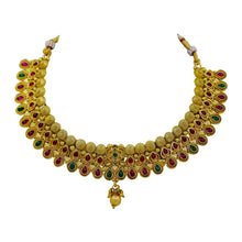 Wedding Collection Traditional Antique Design Gold Plated Floral Choker Necklace Jewellery Set - Aanya