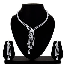 Western Collection Silver Plated American Diamond Brass Beautiful Choker Necklace Set - Aanya