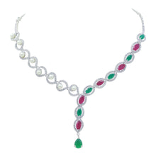 Western Collection Silver Plated American Diamond & CZ Stone Studded Pearl Work Necklace Set - Aanya